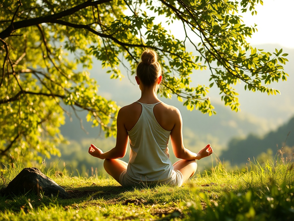 person meditating in a tranquil environment with nature