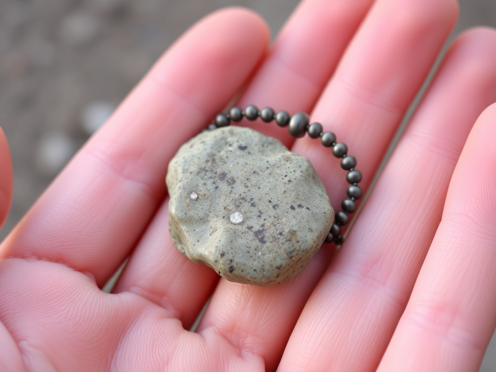 small personal object like a stone or bracelet held in hand