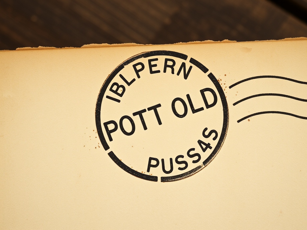 close-up of vintage postcard with old postmark