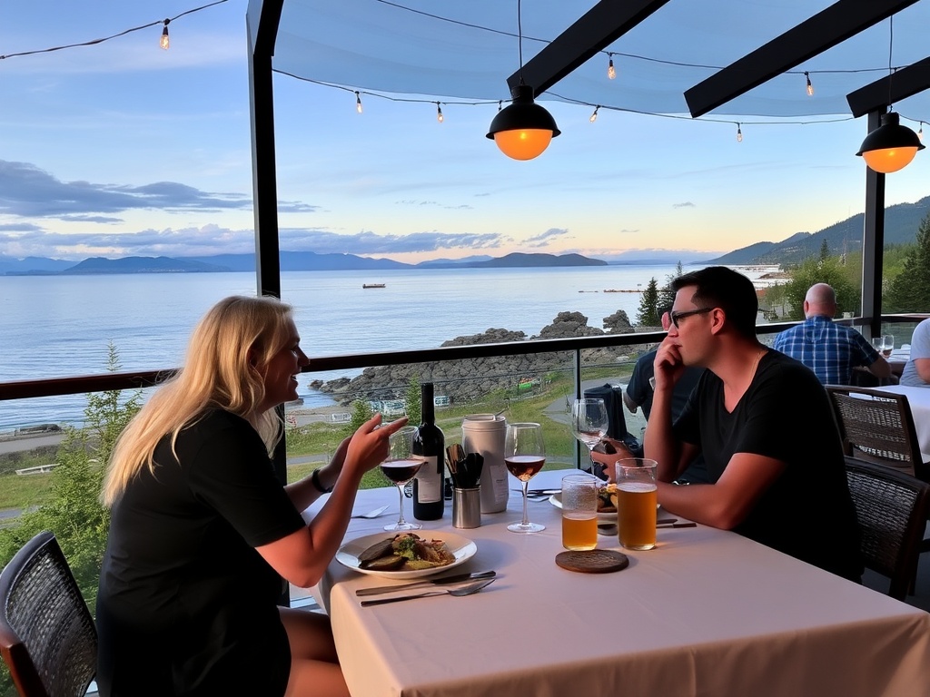 casual meal overlooking ocean in Powell River with relaxed coastal atmosphere