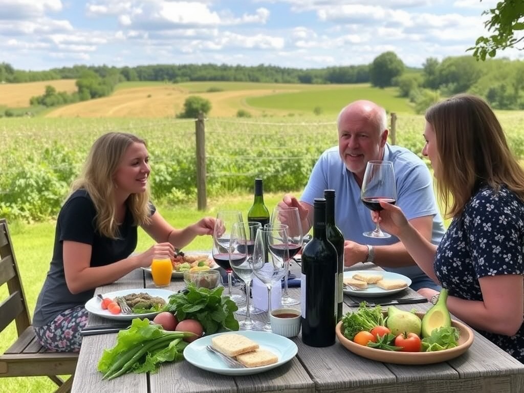 Prince Edward County outdoor lunch with local produce wine and relaxed countryside setting