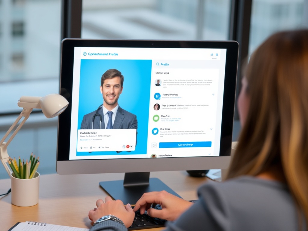 A person creating a professional profile on LinkedIn