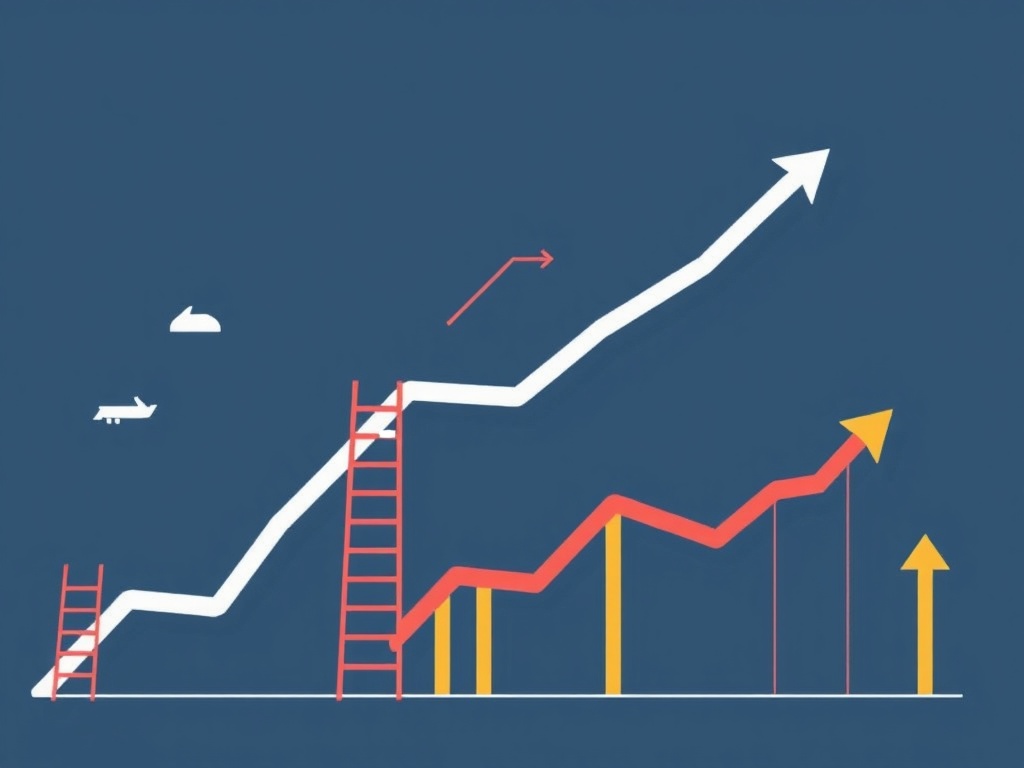 A visual representation of career growth, with ladders and arrows symbolizing advancement