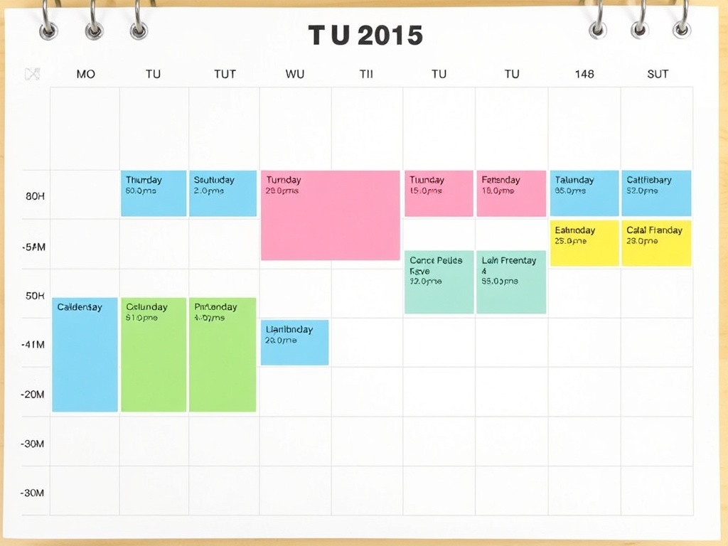 calendar with color-coded time blocks and limited tasks highlighted