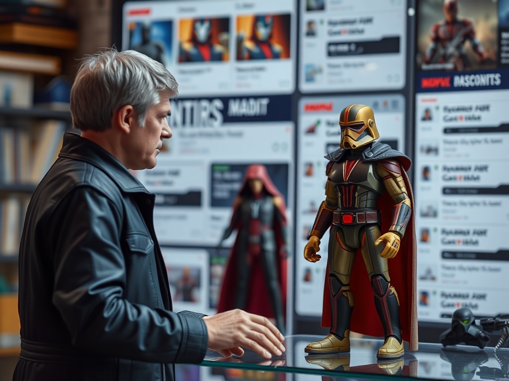 collector hesitating before purchasing an expensive toy, with multiple similar listings visible in background