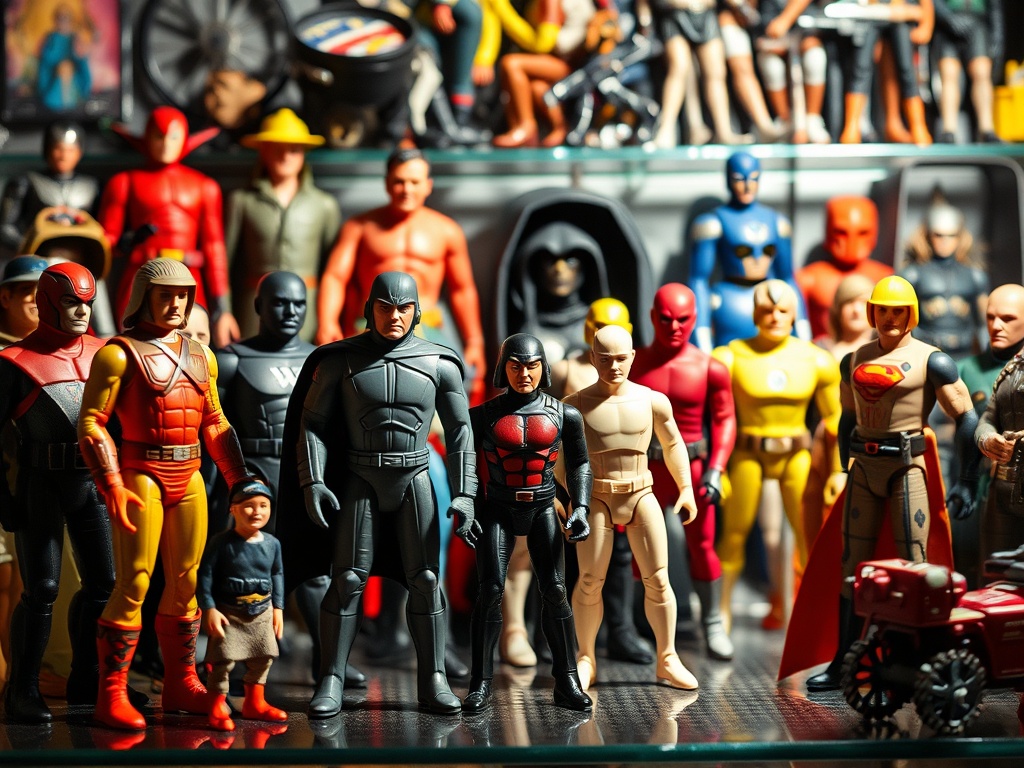 vivid description of a vintage toy collection with action figures