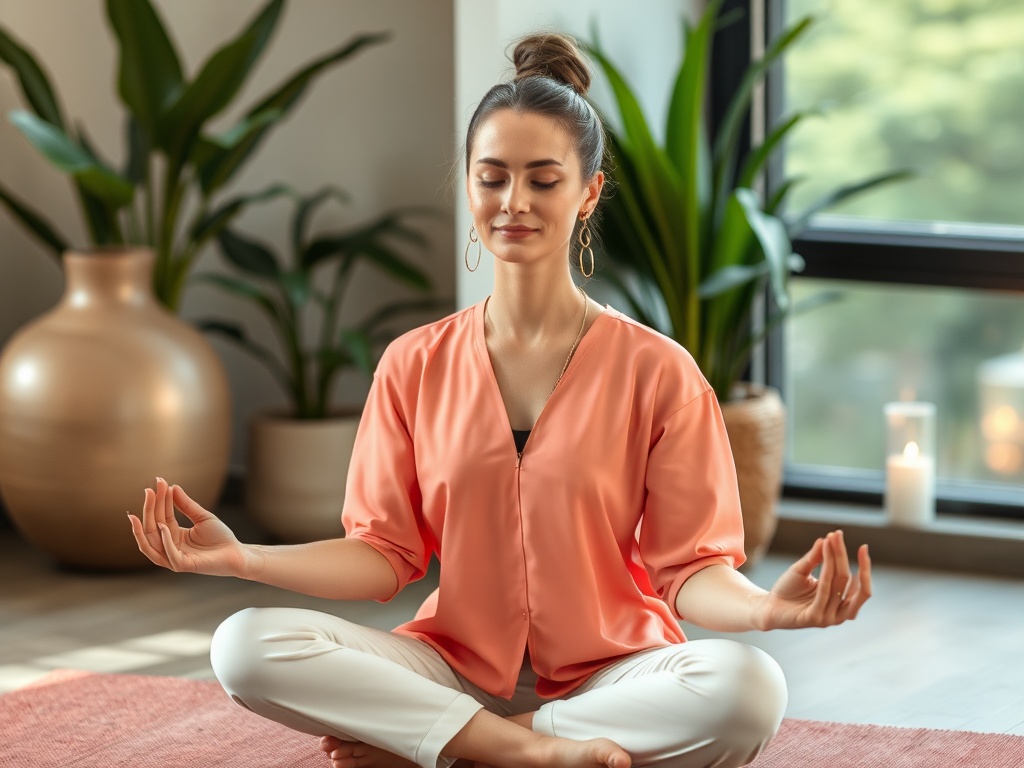 A professional meditating and practicing self-care