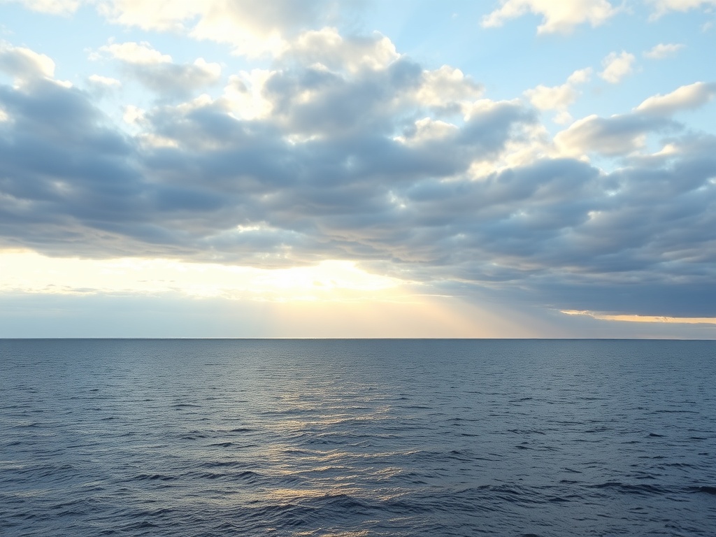 wide view of St Lawrence River Rimouski changing light clouds horizon expansive water
