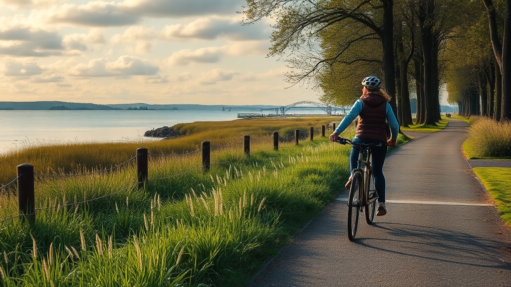Enjoying a Scenic Bike Ride Along the Estuary Path