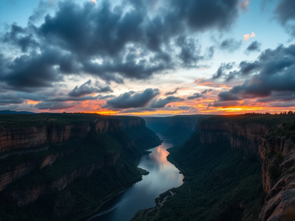 dramatic sunset over st lawrence river rivere du loup cliffs golden light panoramic