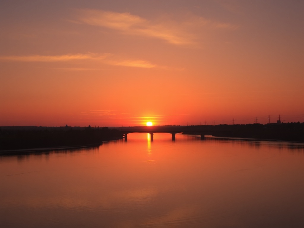 sunset rivere du loup skyline river reflection orange sky peaceful