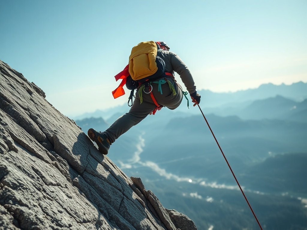 climber flagging leg on challenging vertical route