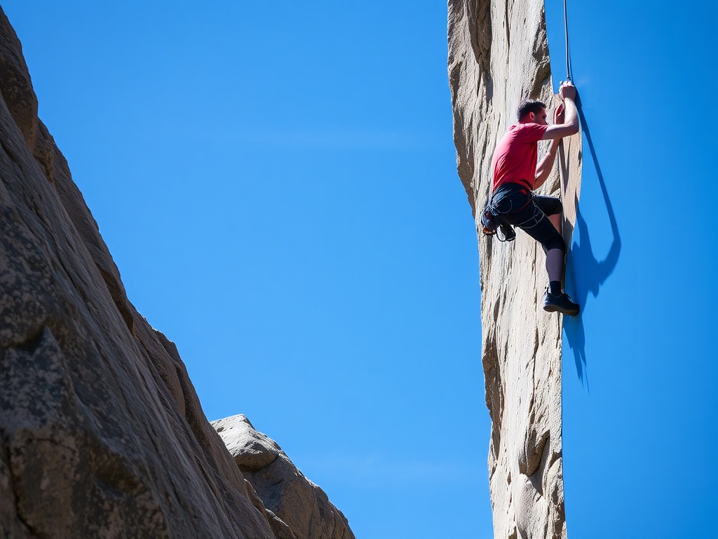 climber smearing feet on smooth rock face