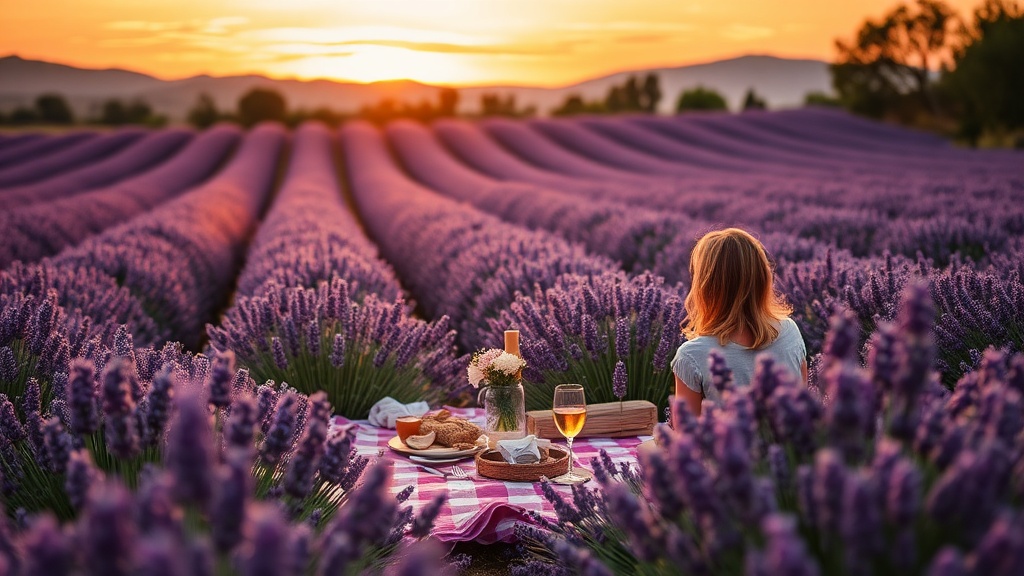 A Sunset Picnic in the Lavender Fields of Provence