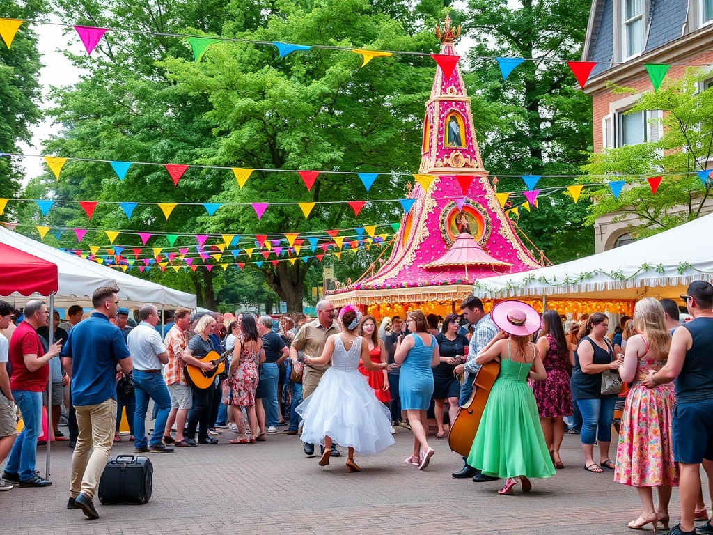 colorful festival with live music and dancing in Saint-Eustache