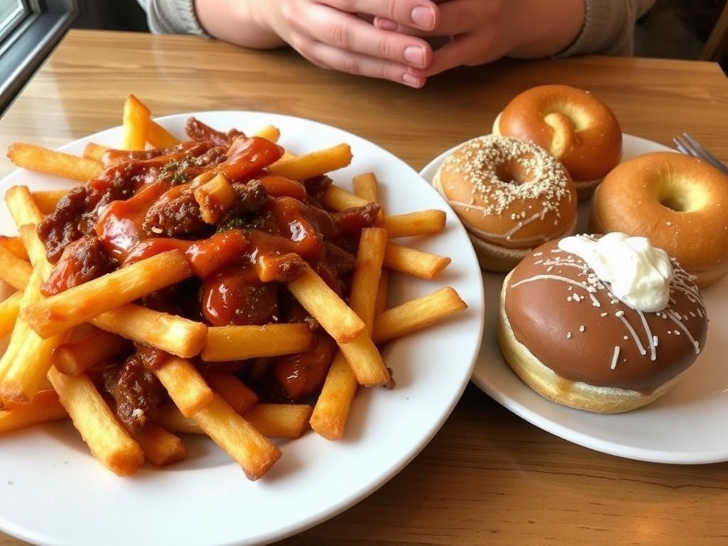 delicious poutine and pastries from a local Saint-Eustache café