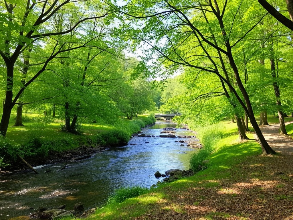 lush green park with riverside trails in Saint-Eustache