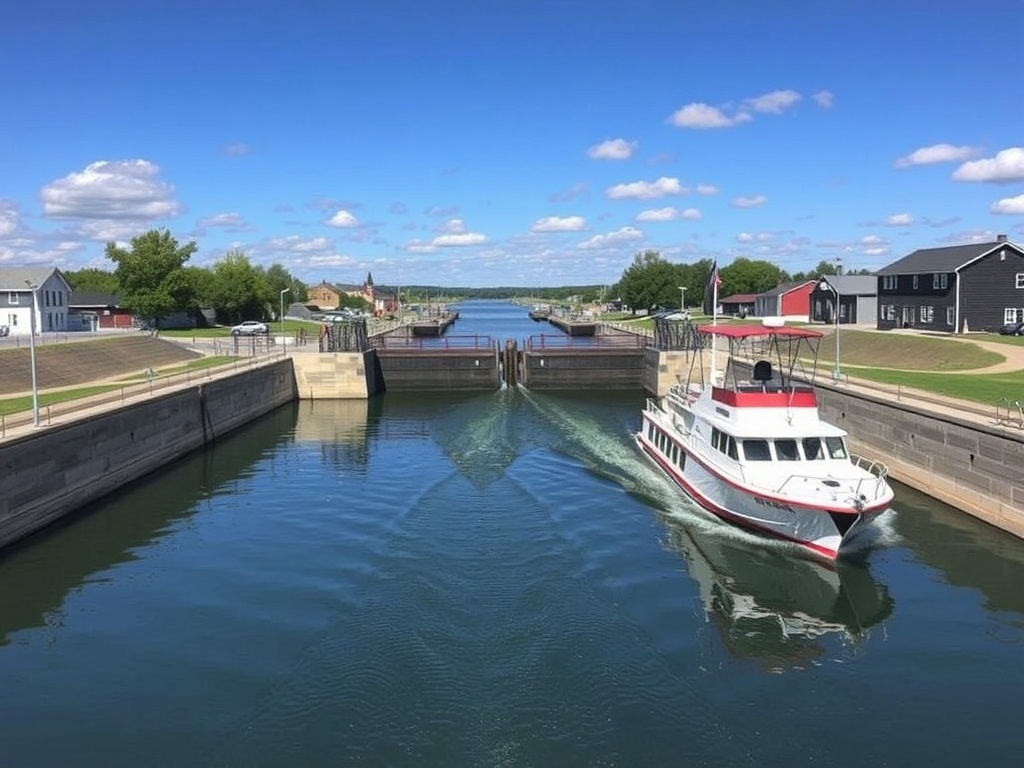 Sault Ste Marie canal locks boats passing historic engineering Canada Parks Canada