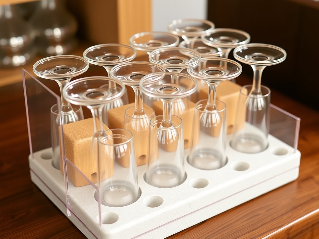 an organized shot glass storage with dividers and protective cushioning
