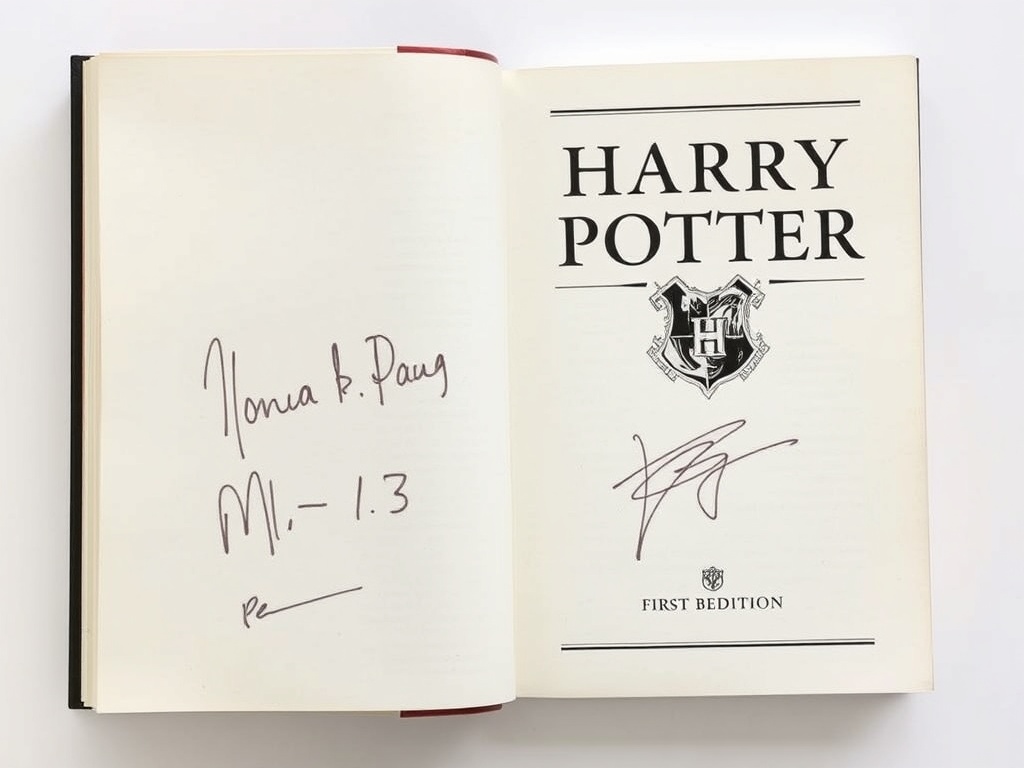 first edition signed Harry Potter book with a Rowling signature on the inside cover