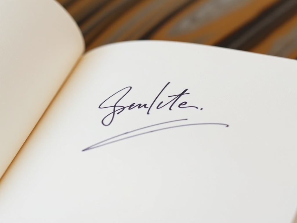 A close-up shot of a signed book with a clear signature on the title page.