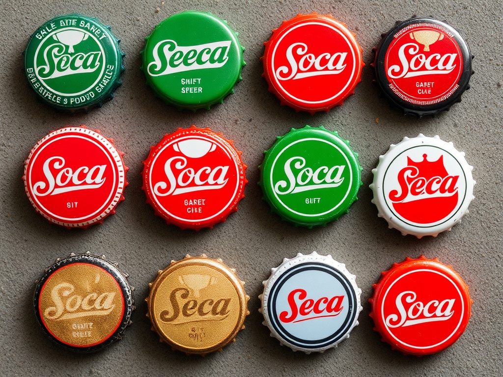 vivid description of soda caps in various conditions laid out for inspection