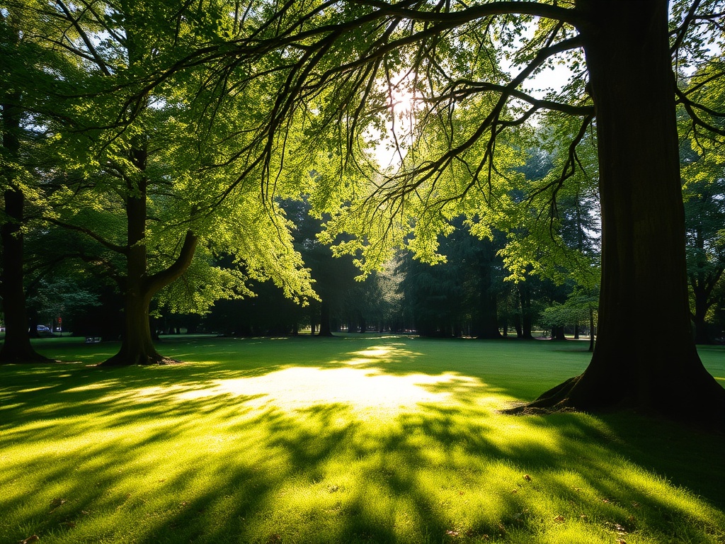 hidden grassy spot in Stanley Park with sunlight through trees