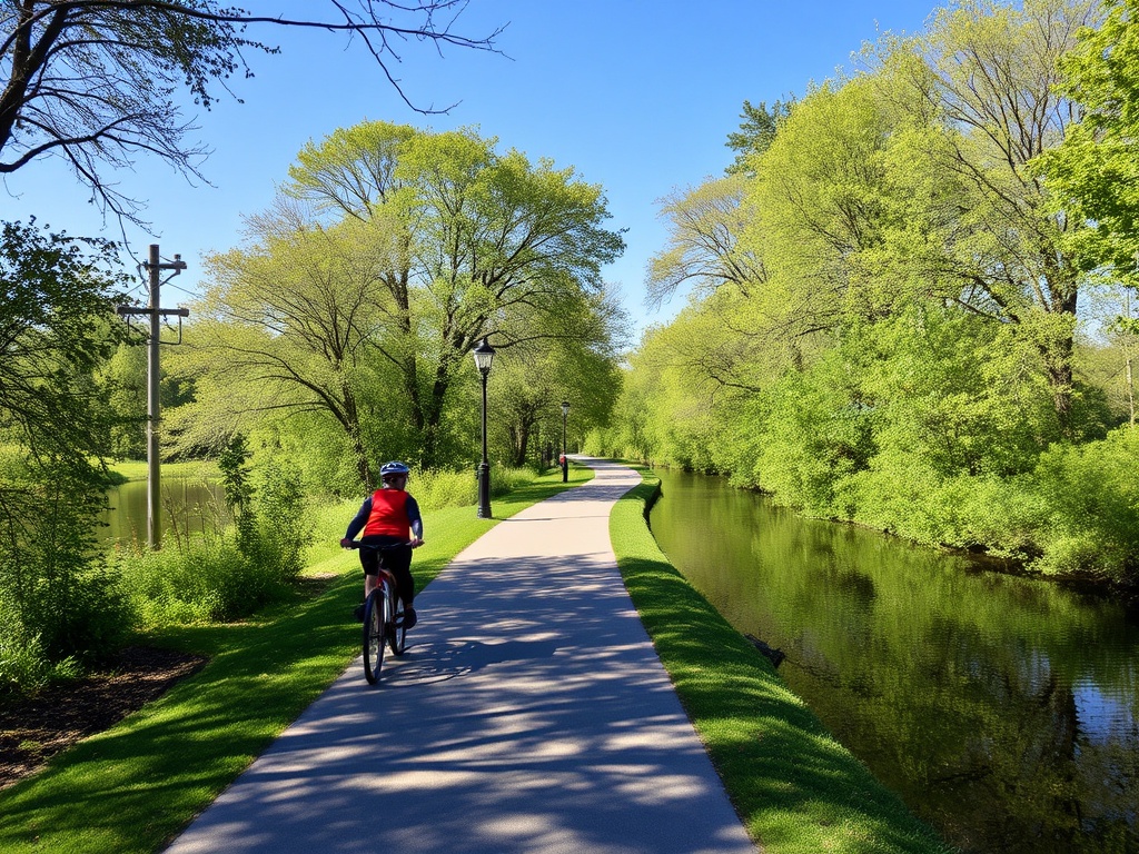 cycling path Avon River Stratford Ontario scenic trees water trail summer biking