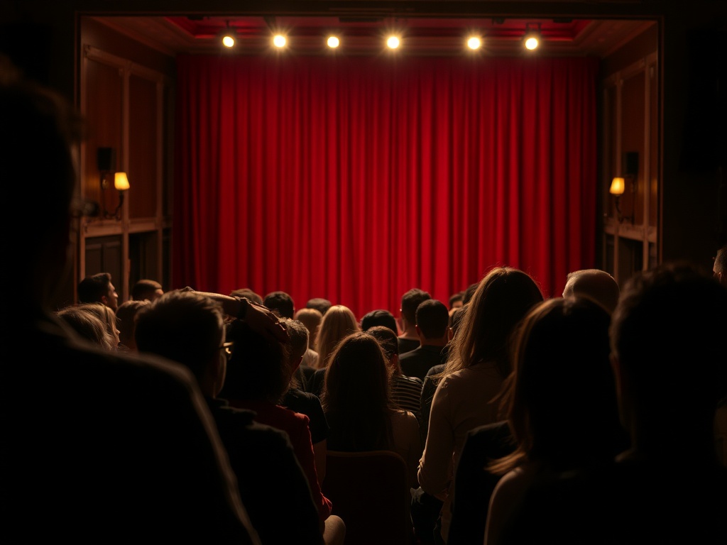 intimate theatre performance Stratford Ontario small stage dramatic lighting audience close-up