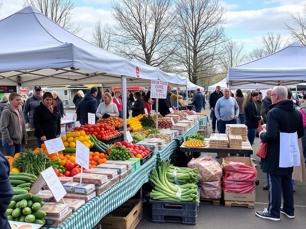 Stratford farmers market fresh produce baked goods Ontario vendors bustling morning