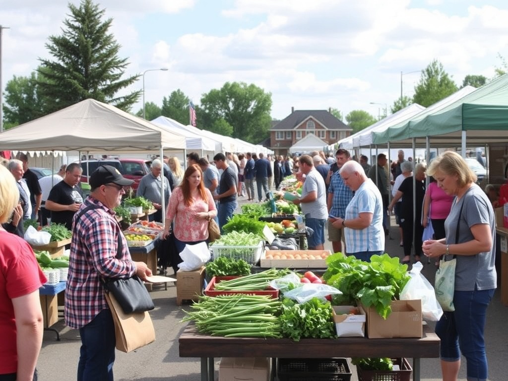 busy farmers market in Strathroy-Caradoc with local vendors and customers