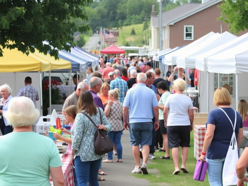 local festival in Strathroy-Caradoc, people enjoying activities and food stalls