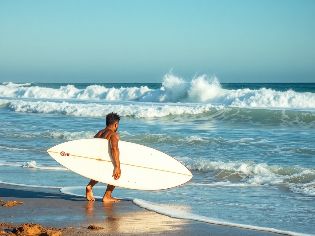 frustrated surfer sitting on beach watching messy onshore waves after poor planning