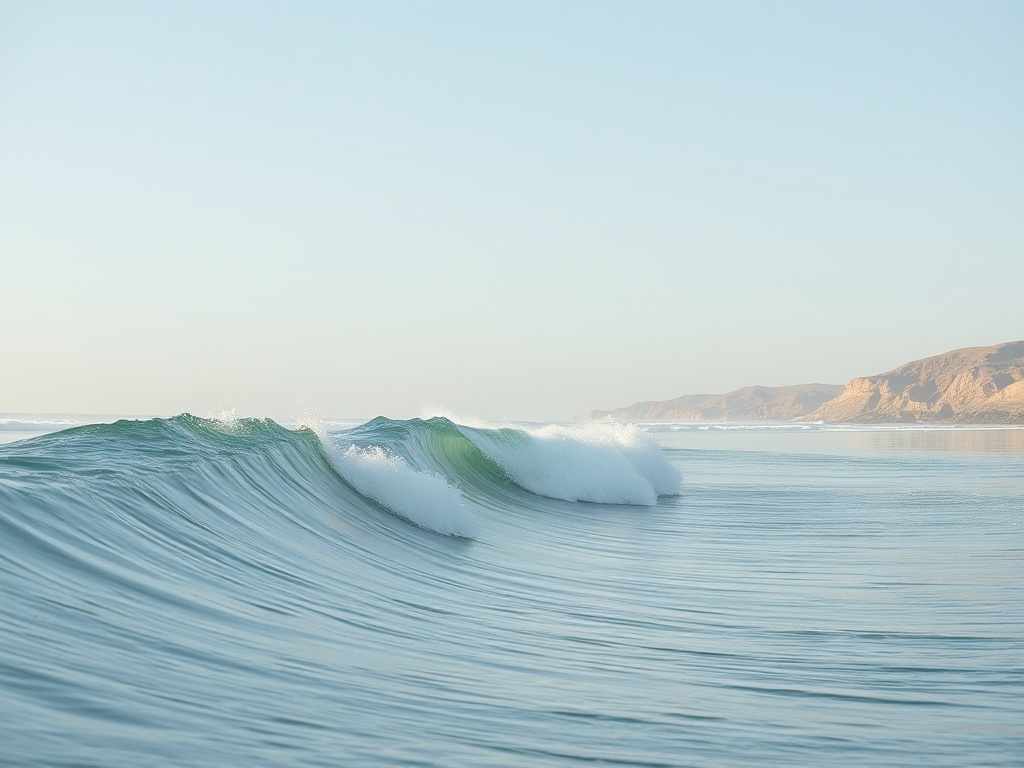 empty glassy wave peeling along a remote coastline with no surfers in sight