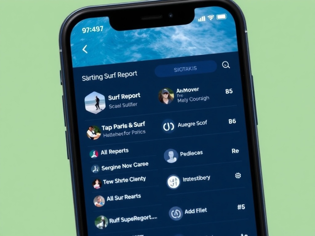 phone screen showing surf report and checklist apps