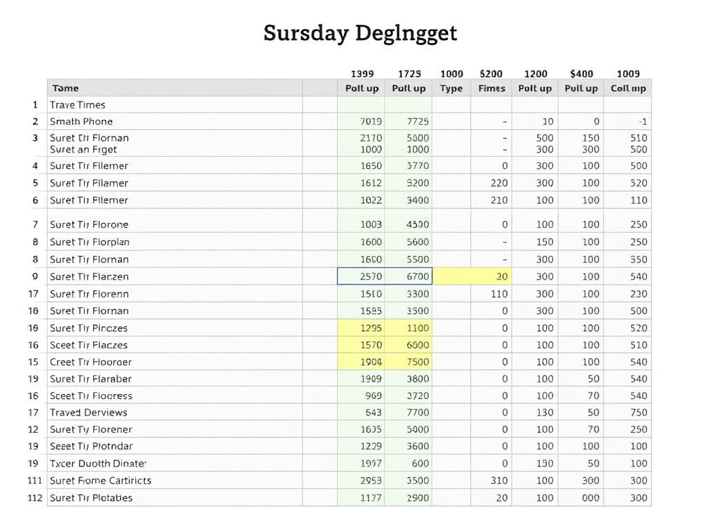 travel budget spreadsheet with surf trip expenses highlighted