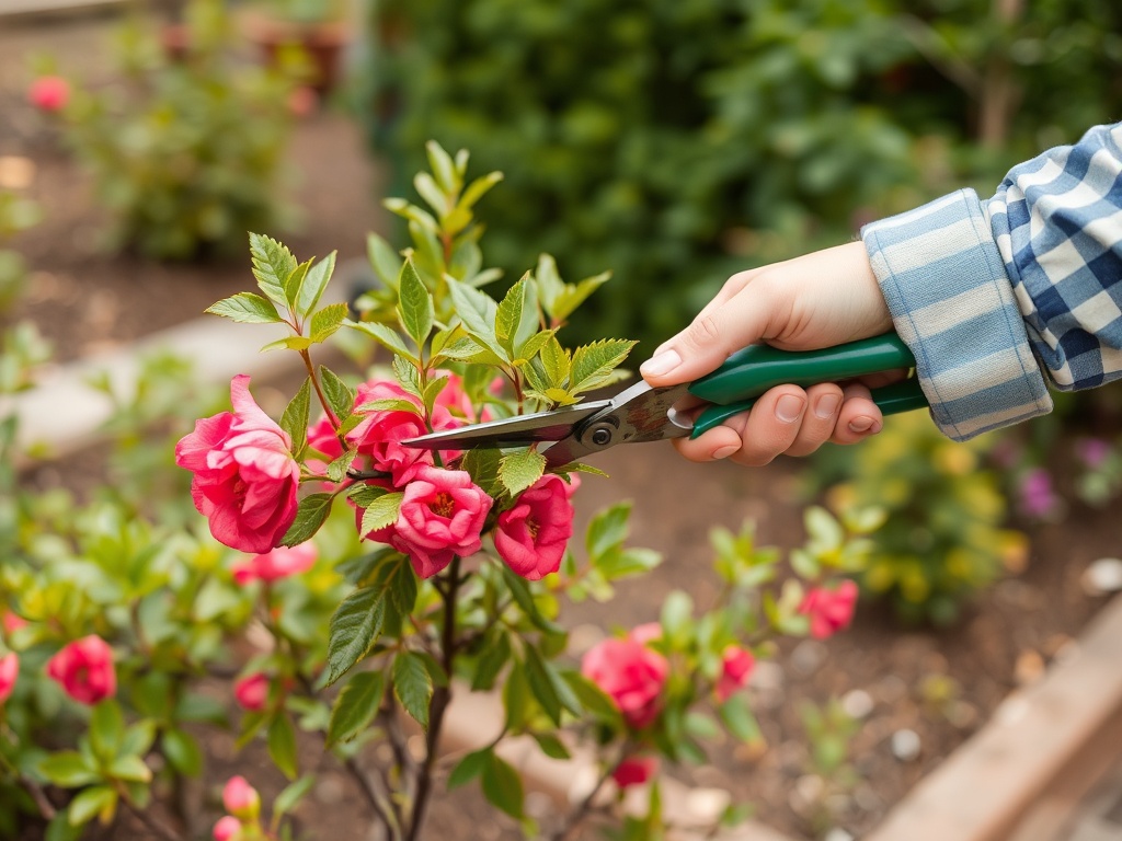 pruning a bush in the garden
