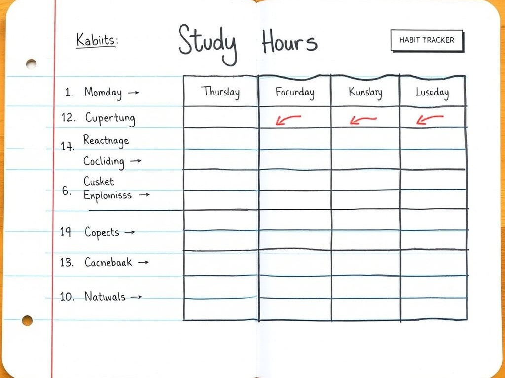 student tracking study hours notebook habit tracker visual progress