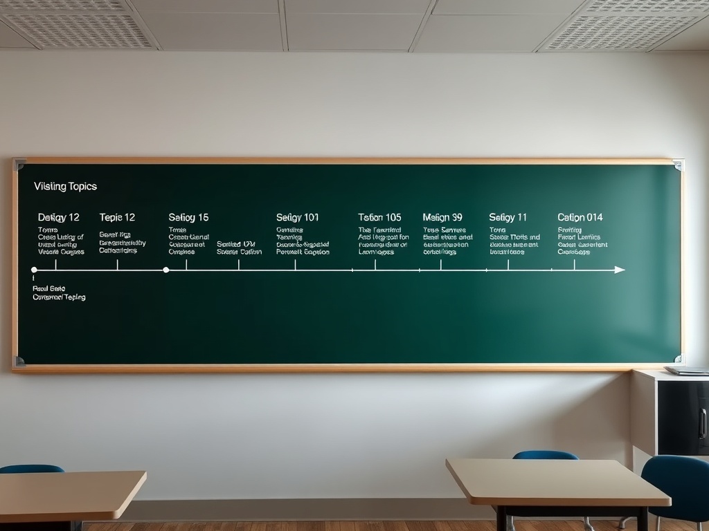 classroom timeline showing revisiting topics over time, structured learning progression