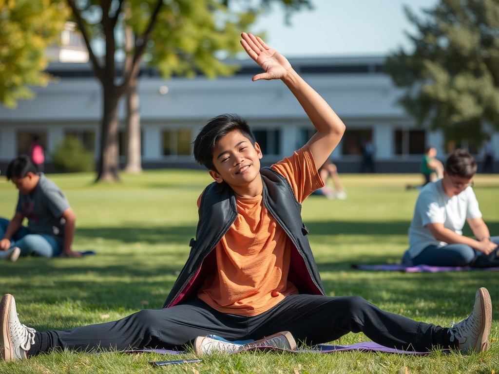 a student stretching during a break