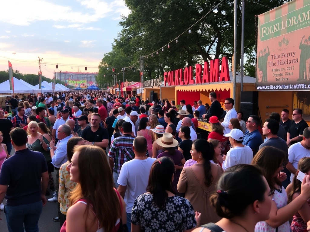 Crowds enjoying the annual Folklorama festival at The Forks