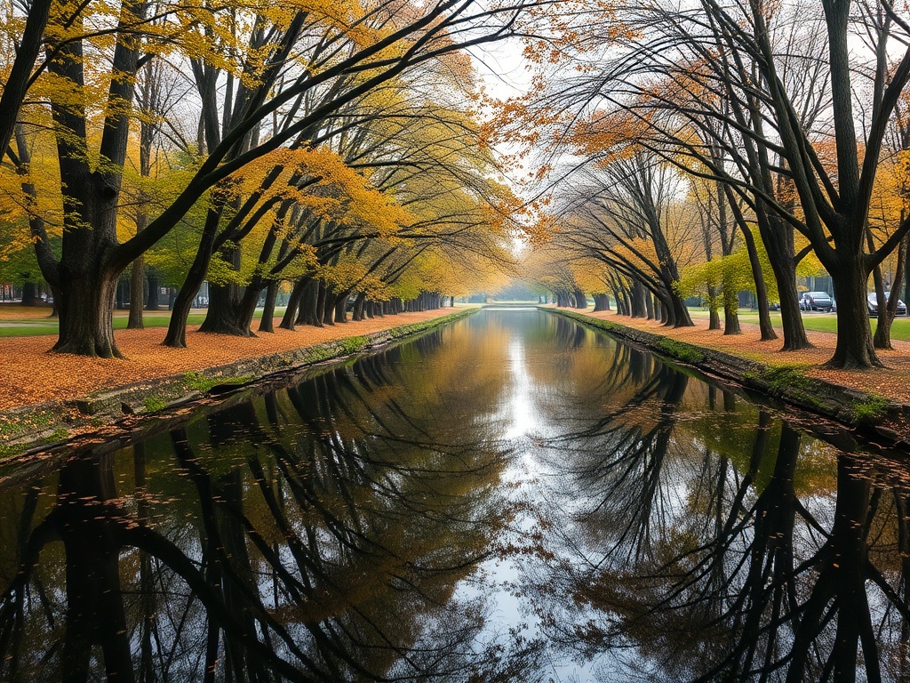 tree-lined creek in Glebe Ottawa calm water reflections autumn leaves peaceful park