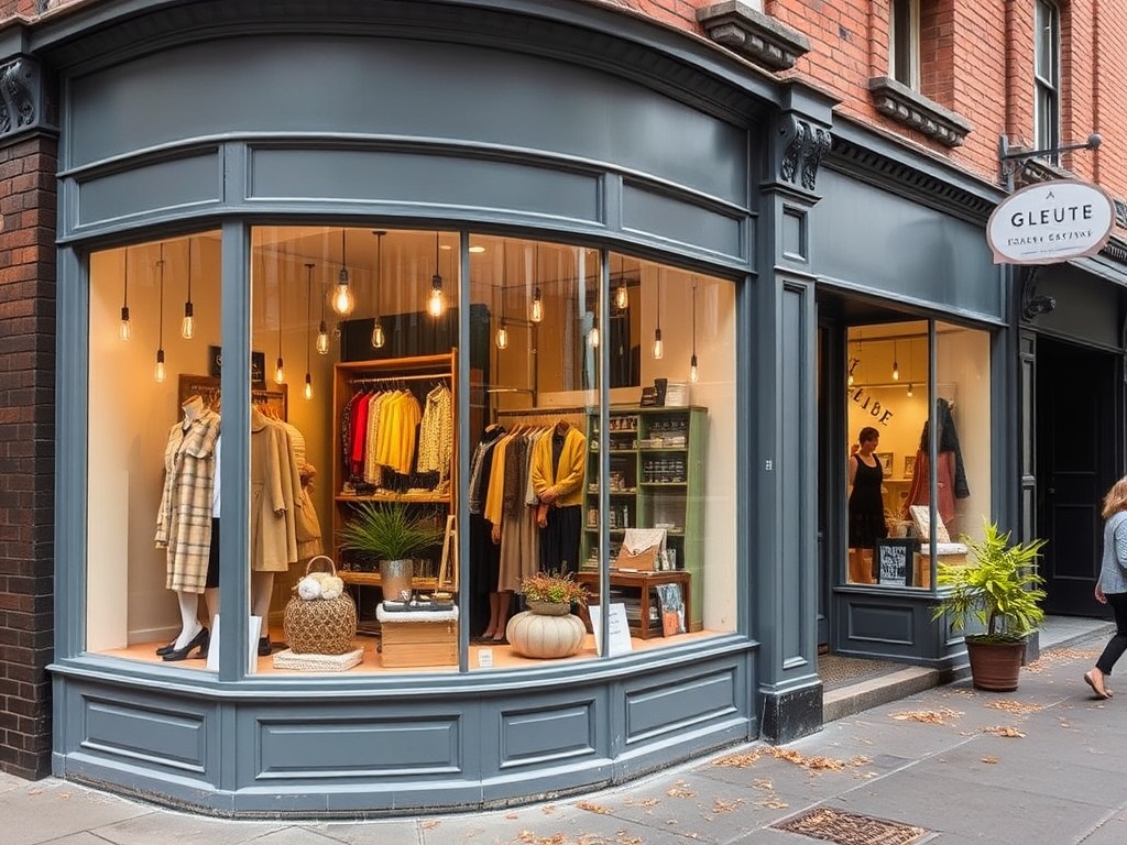 independent boutique shops on Bank Street The Glebe, window displays, stylish local retail, autumn vibe