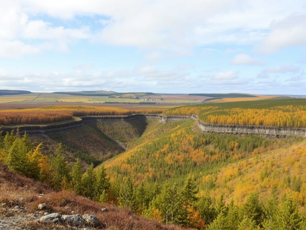 historic asbestos mine landscape Thetford Mines industrial heritage wide open terrain