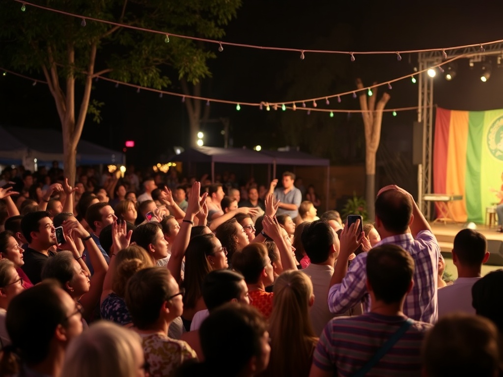A crowd enjoying a music performance at a cultural festival