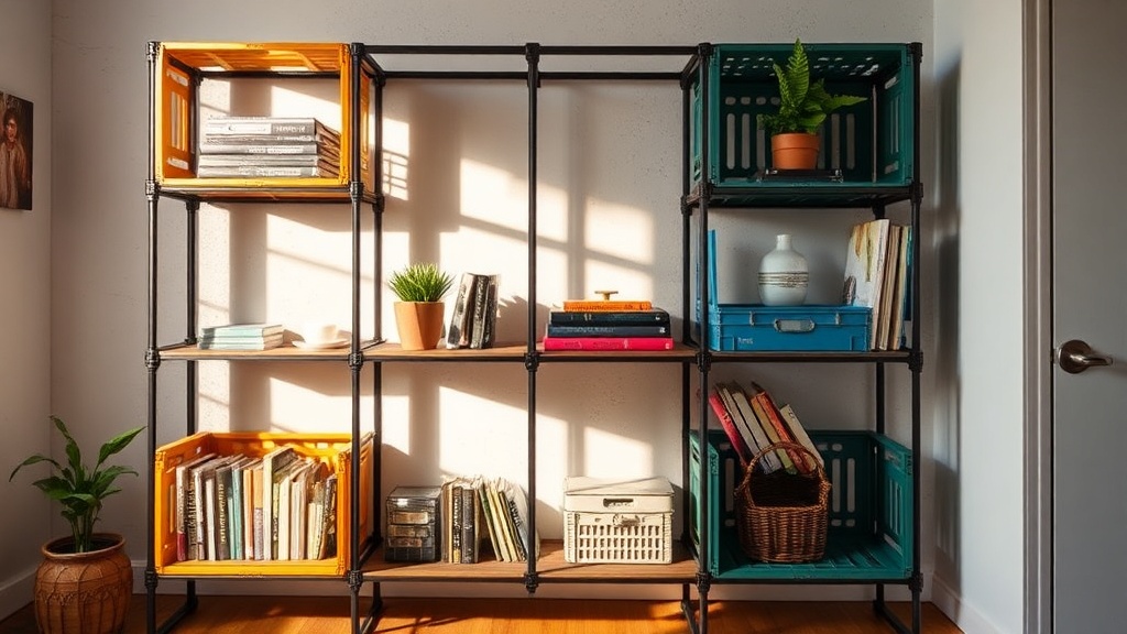 Repurposing Thrifted Crates for Modular Shelving