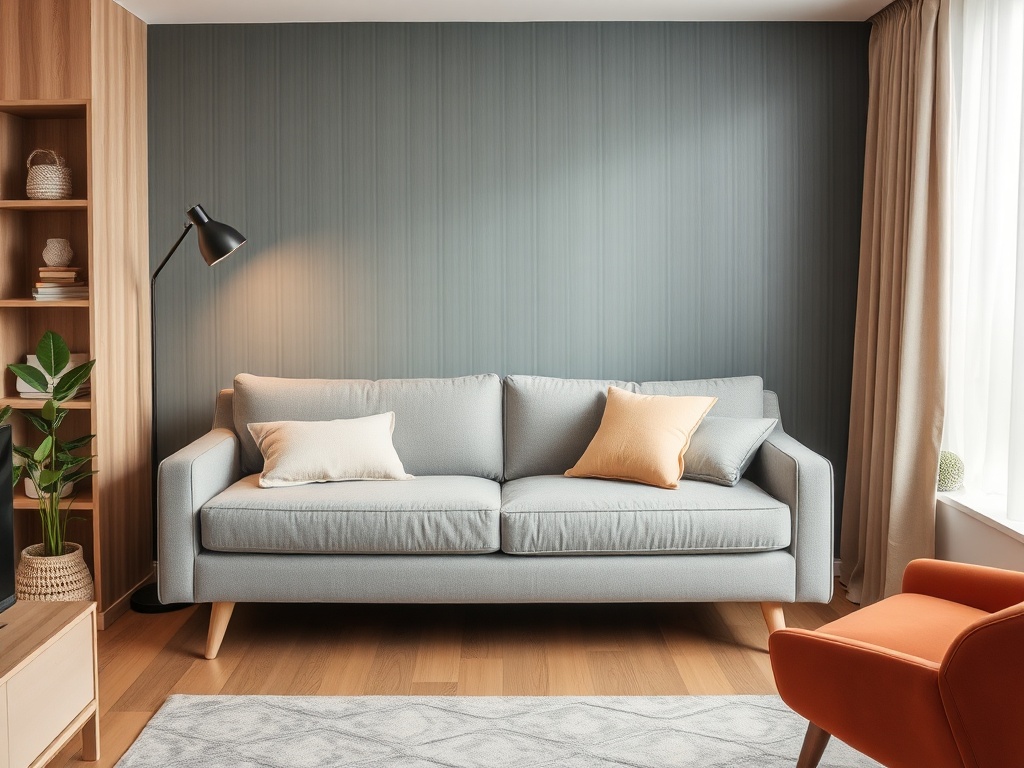 A multi-functional sofa bed in a compact living room