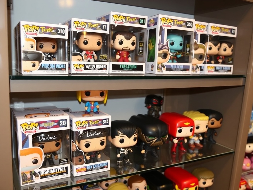 shelf of Funko Pops featuring limited edition collectibles