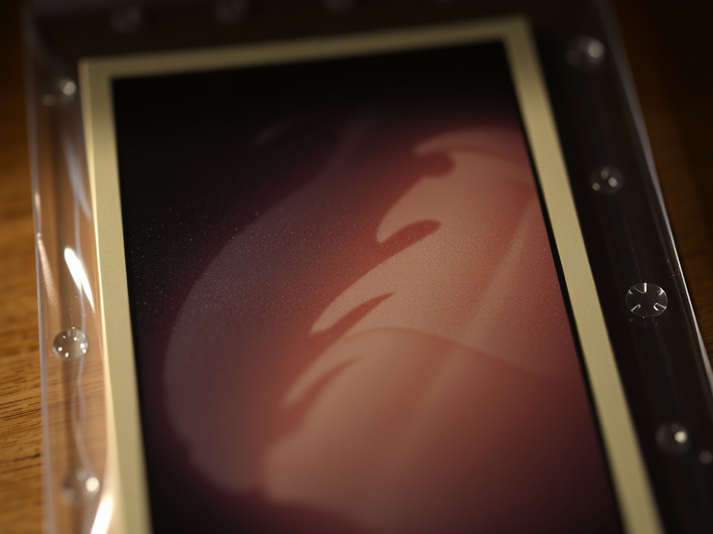 close-up of rare trading card single in protective sleeve with dramatic lighting