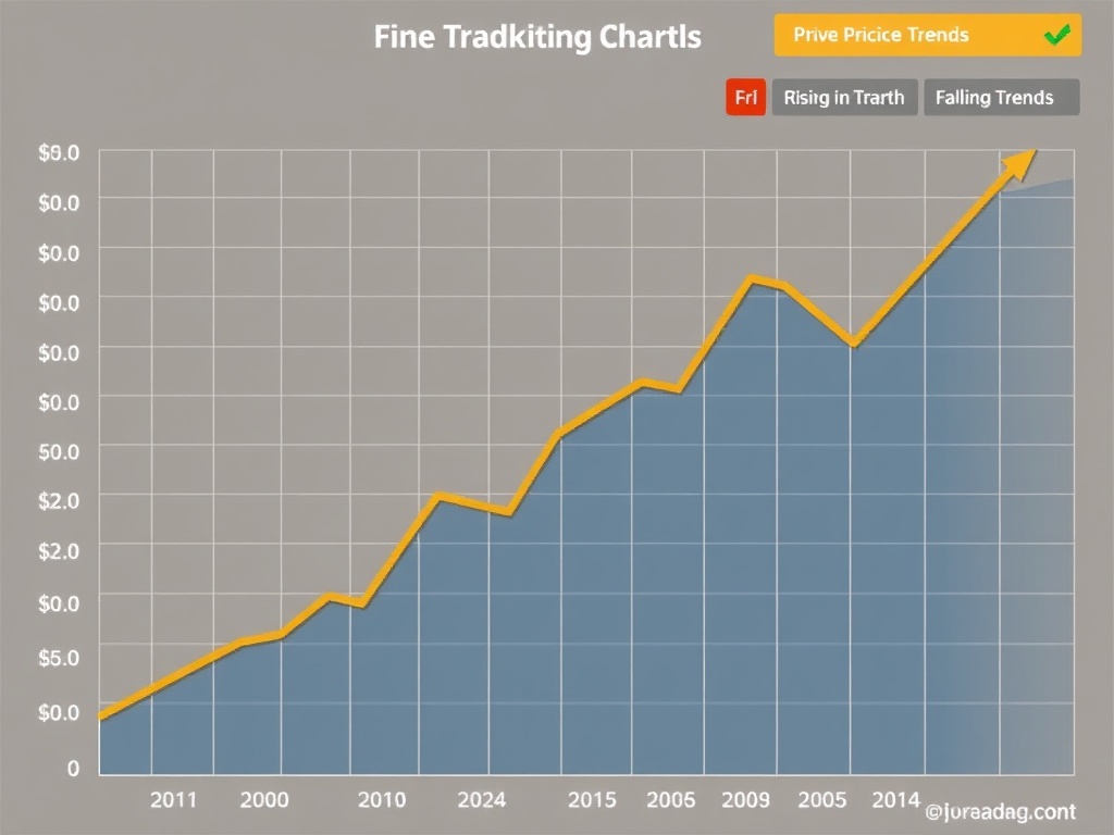 price tracking chart for trading cards with rising and falling trends